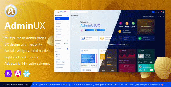 AdminUX | AI Admin UI UX Multipurpose Dashboard Bootstrap 5 template and Angular 21 React Starter