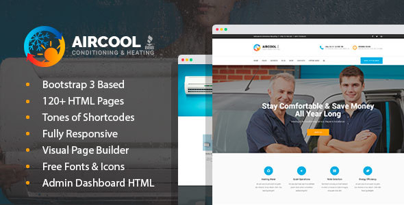 AirCool - Conditioning And Heating HTML Template with Visual Builder