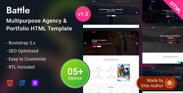 Battle - Startup Agency Portfolio Bootstrap 5 Template