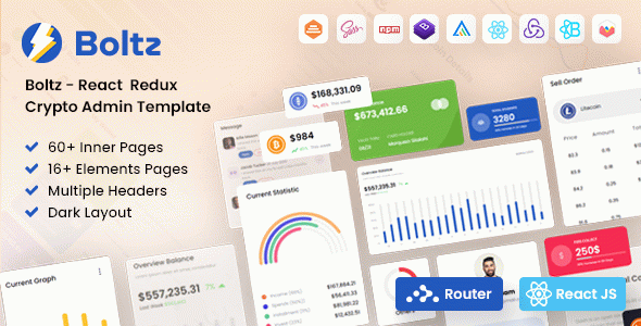 Boltz - React Crypto Admin and Dashboard Template