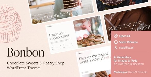 Bonbon - Chocolate & Pastry Shop WordPress Theme + Online Store