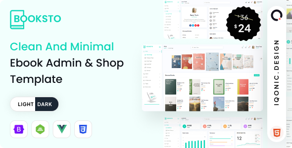 Booksto - Ebook Shop Website & Admin Template (VueJS, HTML)