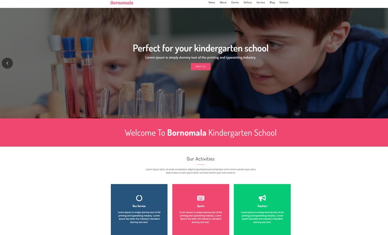 Bornomala Kindergarten School WordPress Theme
