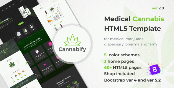 Cannabify - Medical Marijuana Dispensary, Lounge and Shop HTML Bootstrap Template