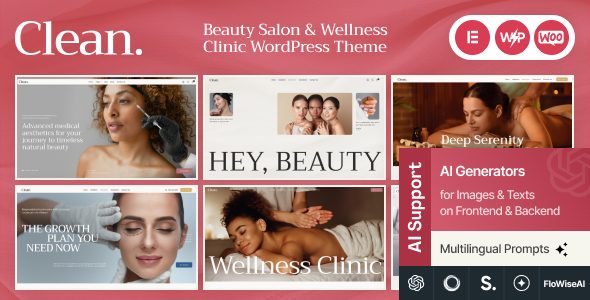 Clean - Beauty Salon & Wellness Clinic WordPress Theme + Cosmetics Online Store