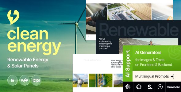 Clean Energy - Renewable Energy & Solar Panels WordPress Theme
