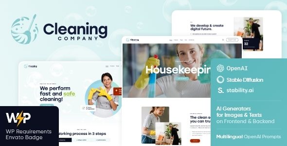 Cleaning Company - Maid Service WordPress Theme + Online Store