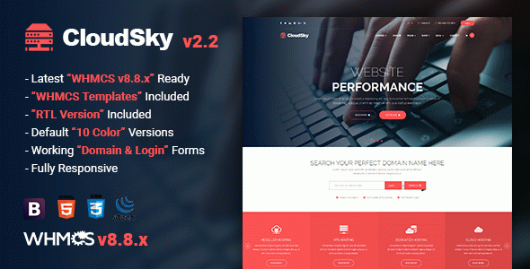 CloudSky | Multipurpose Domain, Hosting and WHMCS Template