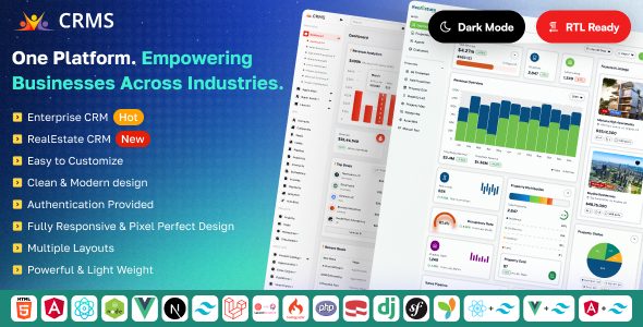 CRMS - CRM, Sales, Property CRM, Accounts & Business Admin Dashboard Template