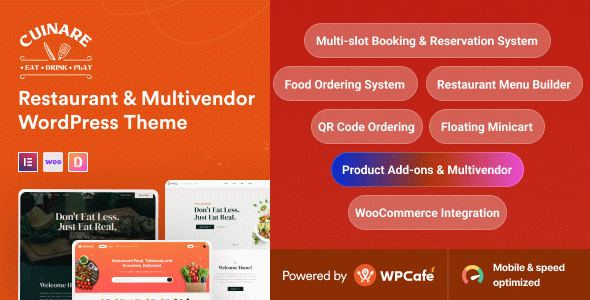 Cuinare - Restaurant WordPress Theme (Multivendor)