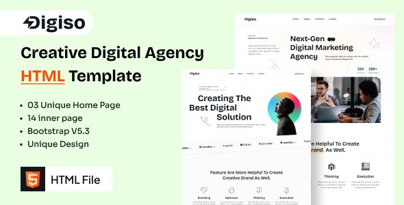 Digiso - Digital Business Agency Branding HTML 5 Template