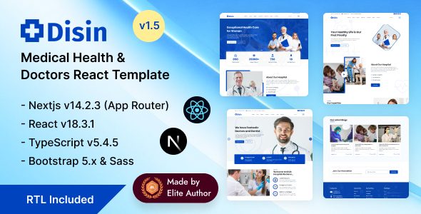 Disin - Medical Health & Doctors React Nextjs 14+ Template