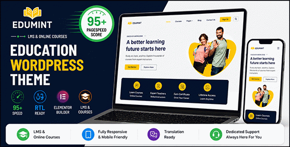 Edumint – LMS, Online Courses, Education WordPress Theme