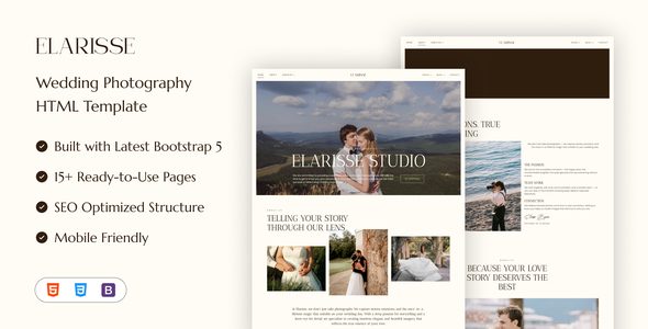 Elarisse - Wedding Photography HTML Template
