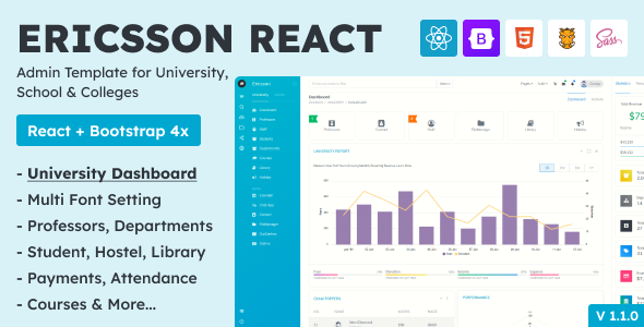 Ericsson React - Admin Template for University, School & Colleges