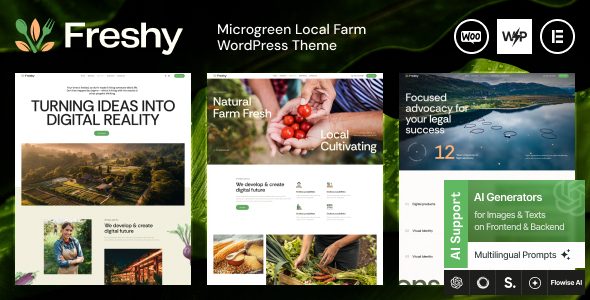 Freshy - Microgreen Local Farm & Organic Food Store WordPress Theme + Shop