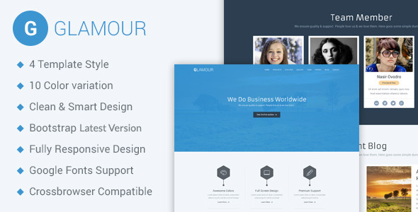 Glamour - Corporate One Page HTML5 Template