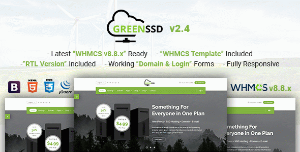 GREENSSD | Multipurpose Technology, Hosting Business with WHMCS Template