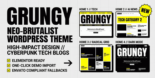Grungy - Neo-Brutalist Blog WordPress Theme