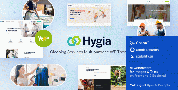 Hygia - Cleaning Company & Laundry Services WordPress Theme + Shop