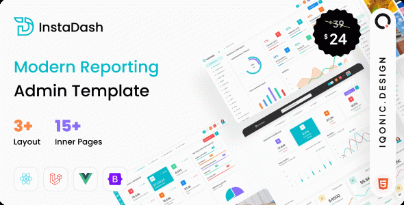 Instadash - Reporting Admin Dashboard Template (VueJS, HTML)