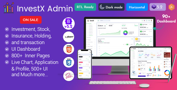 InvestX - Investment Portfolio Admin Dashboard Template