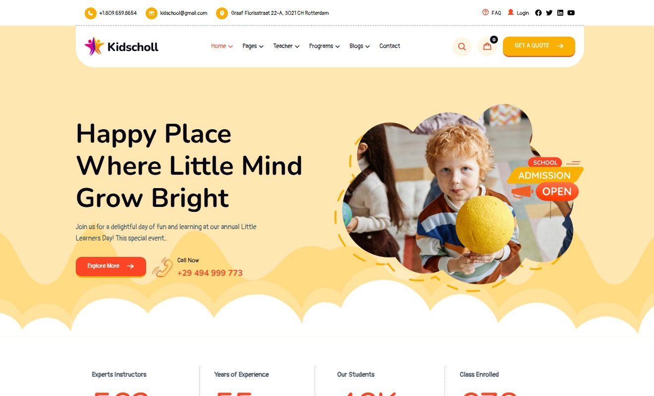Kidscholl Kindergarten Preschool WordPress Theme