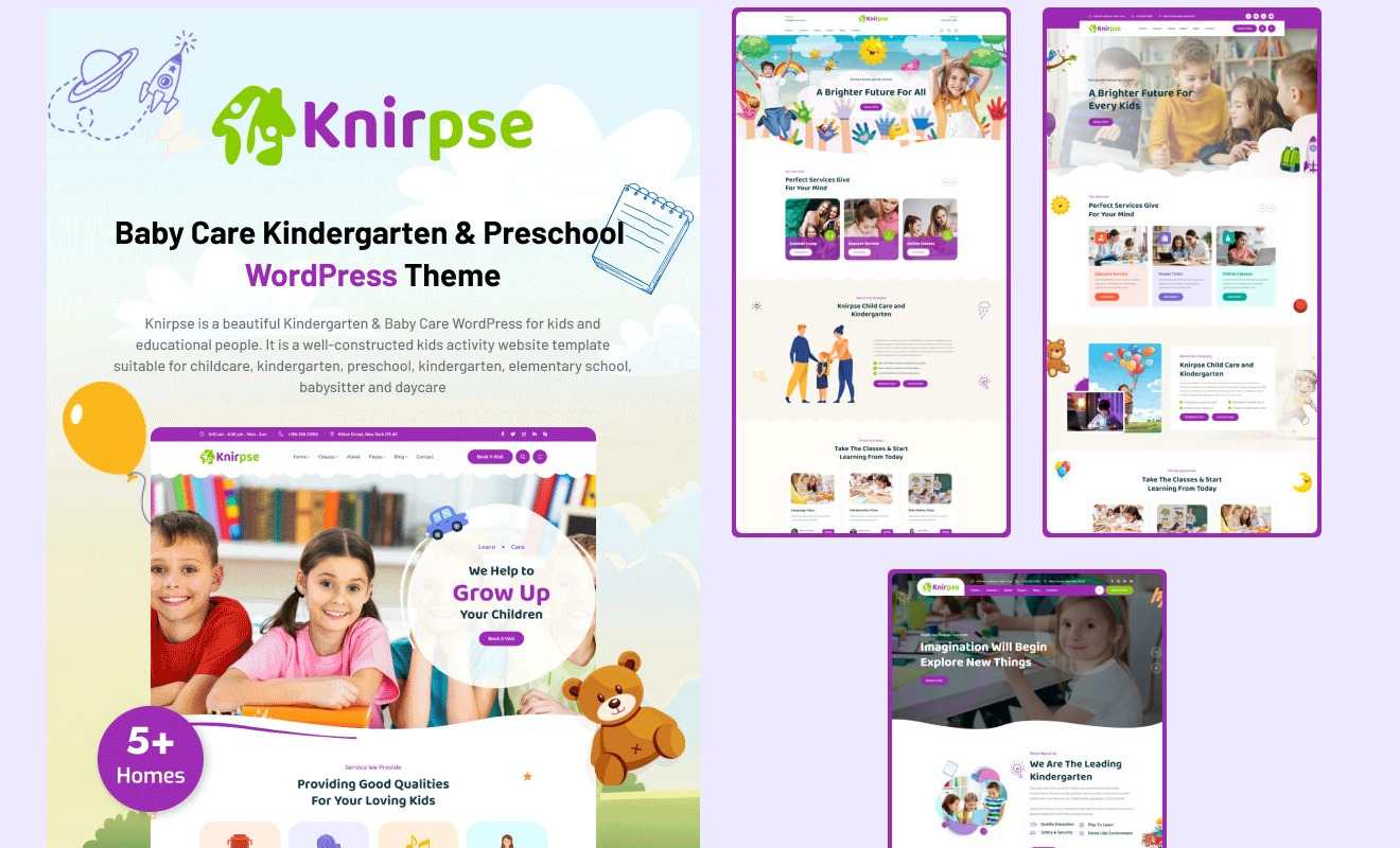 Knirpse Kindergarten Baby Care WordPress Theme