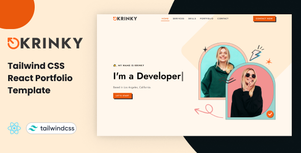 Krinky – Tailwind CSS React Portfolio Template