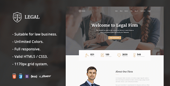 Legal - Law Firm OnePage HTML Template
