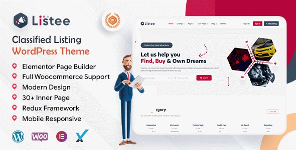 Listee - Directory Listings, Classified Ads & Marketplace WordPress Theme
