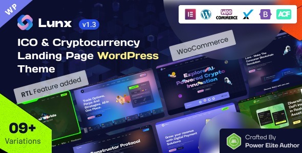 Lunx – ICO & Crypto Coin Landing Page WordPress Theme