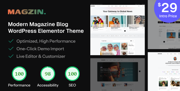 Magzin ??? Modern High-Performance Blog WordPress Elementor Theme