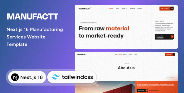 Manufactt - Manufacturing Services Next.js & Tailwind CSS Template