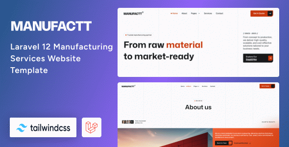 Manufactt - Manufacturing Services Website Laravel 12 Template