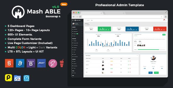 Mash Able Bootstrap 4 Admin Template & UI kit