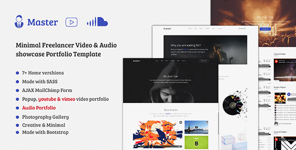 Master - Freelancer Video, Audio Portfolio HTML Template