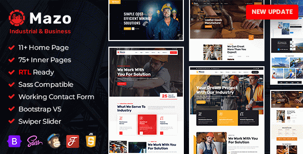 Mazo - Industry & Factory Bootstrap 5 HTML Template + RTL