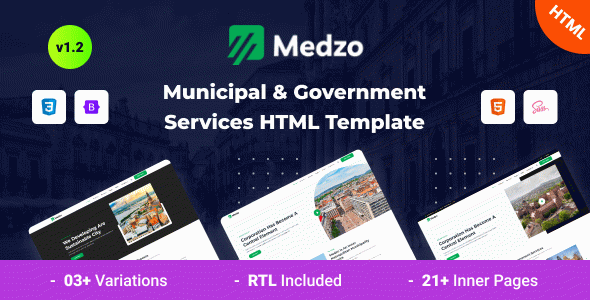 Medzo - Municipal & Government Services Bootstrap 5 Template