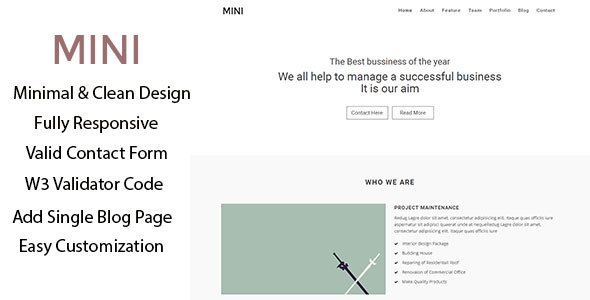 Mini – Business Minimal HTML Template