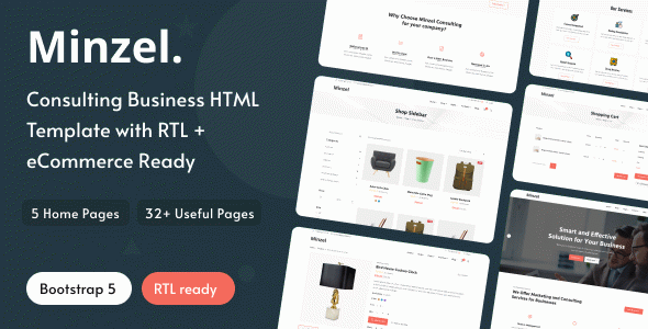 Minzel - Consulting Business HTML Template with RTL + eCommerce Ready