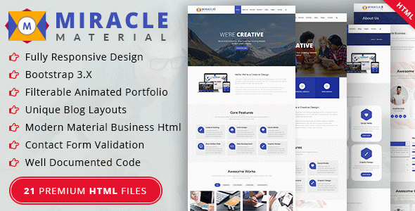 Miracle - Material Design HTML Template