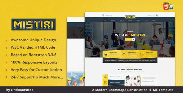 Mistiri | Bootstrap3 Construction HTML Template