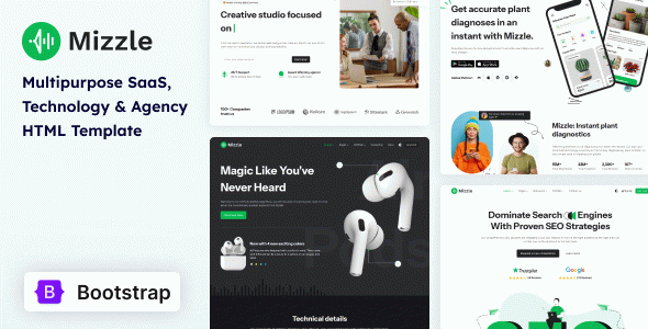 Mizzle - Multipurpose SaaS, Startup, Technology & Agency HTML Bootstrap Template
