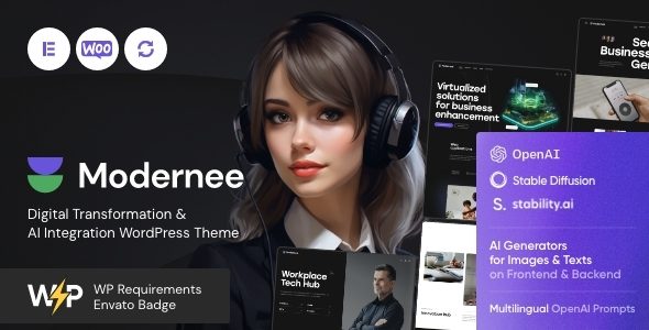 Modernee — AI Company & Digital Agency WordPress Theme + Online Store