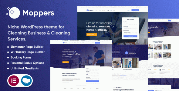 Moppers - Cleaning Company and Services WordPress Theme