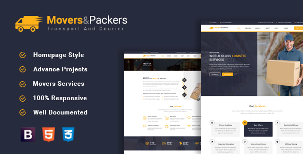 Movers Packers - Logistics Transportation HTML Template