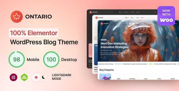 Ontario - 100% Elementor Blog WordPress Theme