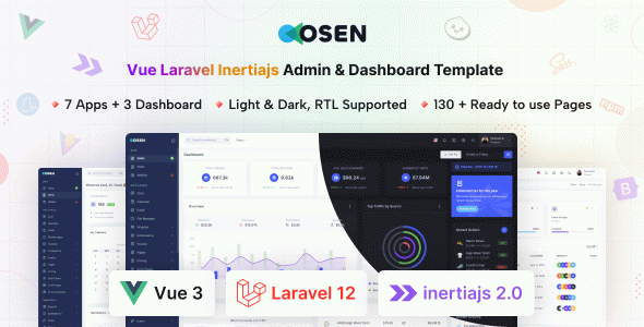 Osen - Vue Js + Laravel Inertia Js Admin Dashboard Template