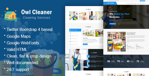 Owl Cleaner - Cleaning Services HTML Website Template